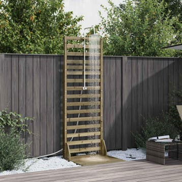 vidaXL Buitendouche 225 cm Doordrenkt Dennenhout en RVS, Verzenden, Nieuw