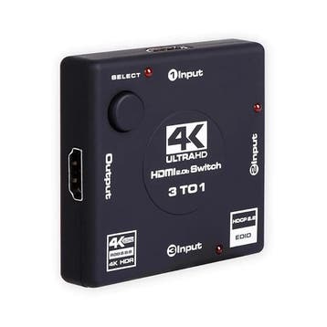 DrPhone HS10 HDMI 2.0 Switch 3 in 1 uit - 4K@60hz - 3-poorts, Verzenden