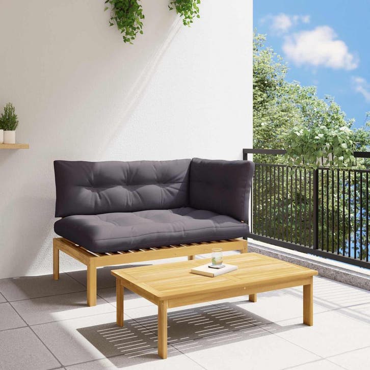 vidaXL 2 Stuk Acaciahout Lichtbruin, Tuin en Terras, Tuinsets en Loungesets, Nieuw, Verzenden