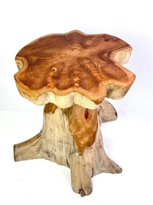 Kruk - Teak - Scultoreo, Antiek en Kunst, Curiosa en Brocante