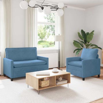 vidaXL bank / zetelstel 2 st Blauw Stof, Verzenden