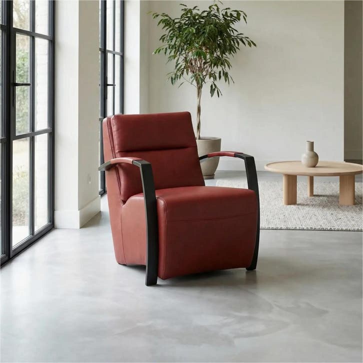 Set van 2 Leren fauteuils Arrival - Granada Rouge (rood), Maison & Meubles, Fauteuils, Enlèvement ou Envoi