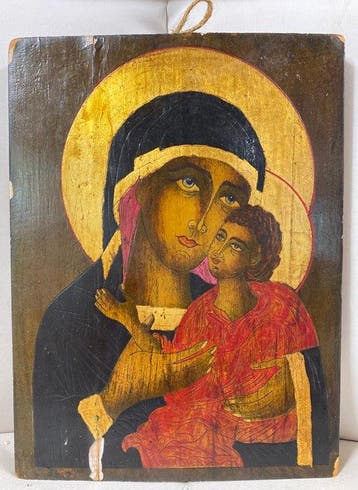 Icoon - Moeder Gods met het Kind Jezus - Hout -