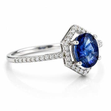 Zonder minimumprijs - Ring Platina - 1.39ct. tw. Saffier -, Nieuw