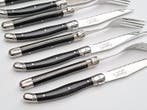 Laguiole - 6x Forks & 6x knives - Black - style de -
