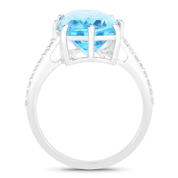 Ring - 14 karaat Witgoud - 10.72ct. tw. Topaas - Diamant -, Bijoux, Sacs & Beauté, Bagues