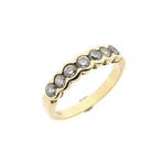 Gouden rijring met zirconia, Handtassen en Accessoires, Ringen, Gebruikt, Overige kleuren, Ophalen of Verzenden, 17 tot 18