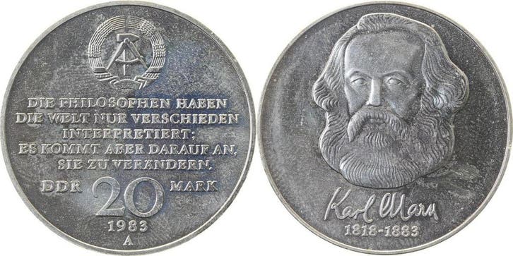 20 Mark Ddr Karl Marx handgehoben, Postzegels en Munten, Munten | Europa | Niet-Euromunten, België, Verzenden
