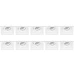 Spot Armatuur 10 Pack - GU10 Inbouwspot - Wit Aluminium - LE, Verzenden, Nieuw