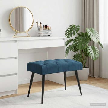 vidaXL Bank met knopen tufting Blauw 60 x 40 x 45 cm Fluweel, Verzenden, Nieuw