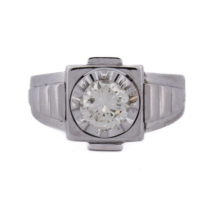 Ring - 18 karaat Witgoud - 1.08ct. tw. Diamant (Natuurlijk), Handtassen en Accessoires, Ringen