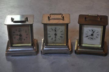 Tafelklok (3) - Junghans, Kienzle - Messing, Glas -