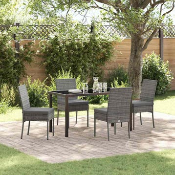 vidaXL Tuin Eettafel Set 5 pcs Grijs Gepoedercoat staal, Verzenden, Nieuw