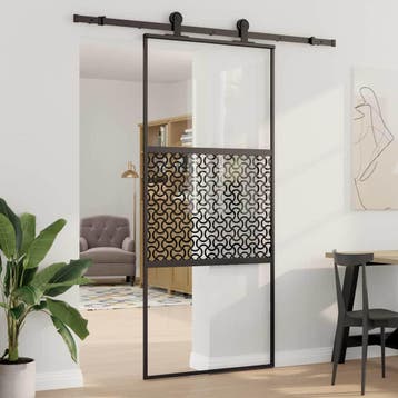 vidaXL Glazen deur 90 x 2 x 205 cm Aluminium Zwart, Doe-het-zelf en Bouw, Verzenden, Nieuw