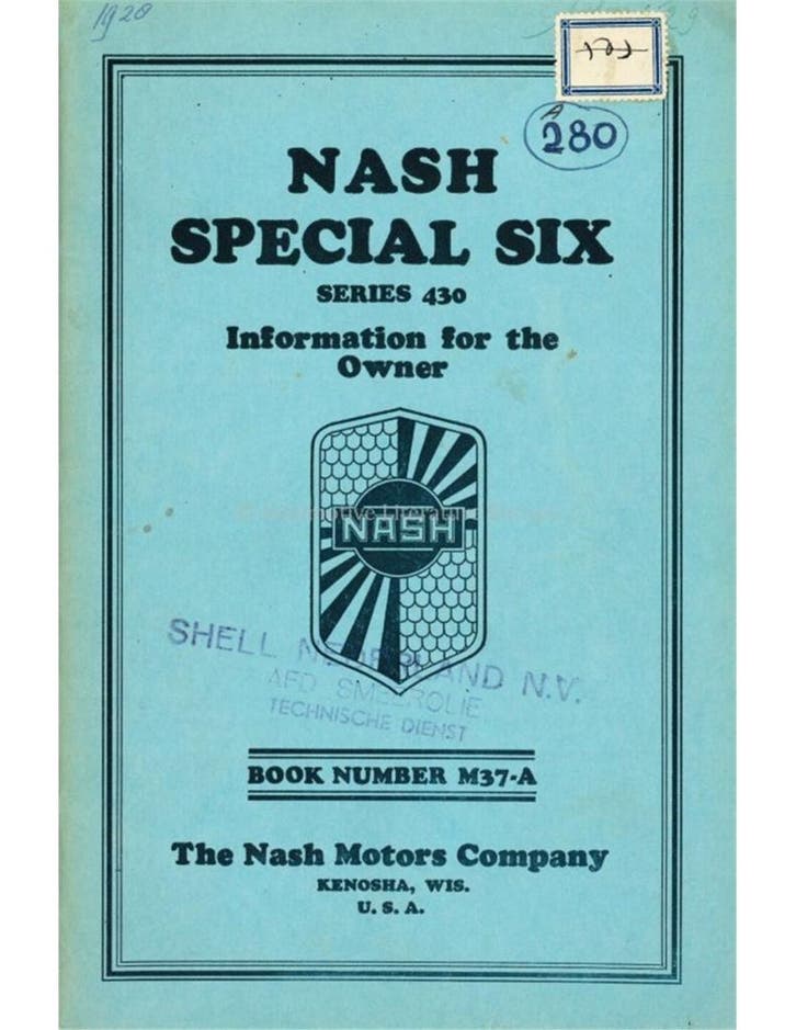 1929 NASH SPECIAL SIX INSTRUCTIEBOEKJE ENGELS, Autos : Divers, Modes d'emploi & Notices d'utilisation, Enlèvement ou Envoi