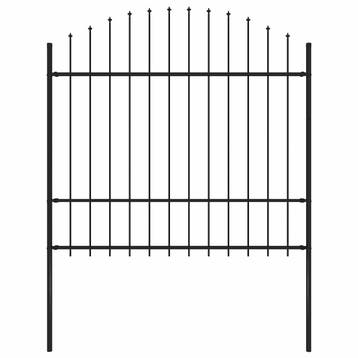 vidaXL Tuinhek Woerden met speerpunt staal 170x175 cm zwart, Verzenden, Nieuw