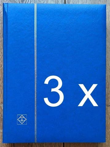 3 stuks - Leuchtturm Stockboek BLAUW, Gestempeld