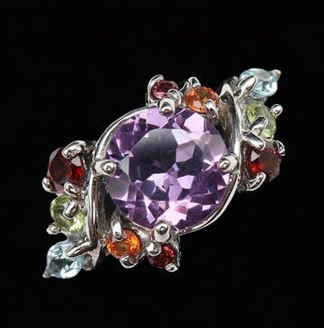 Saffier - Zilver, Ring Tuin van de Vijf Juwelen :
