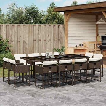 vidaXL 13-delige Tuinset met kussens poly rattan bruin, Verzenden, Nieuw, Tuinset