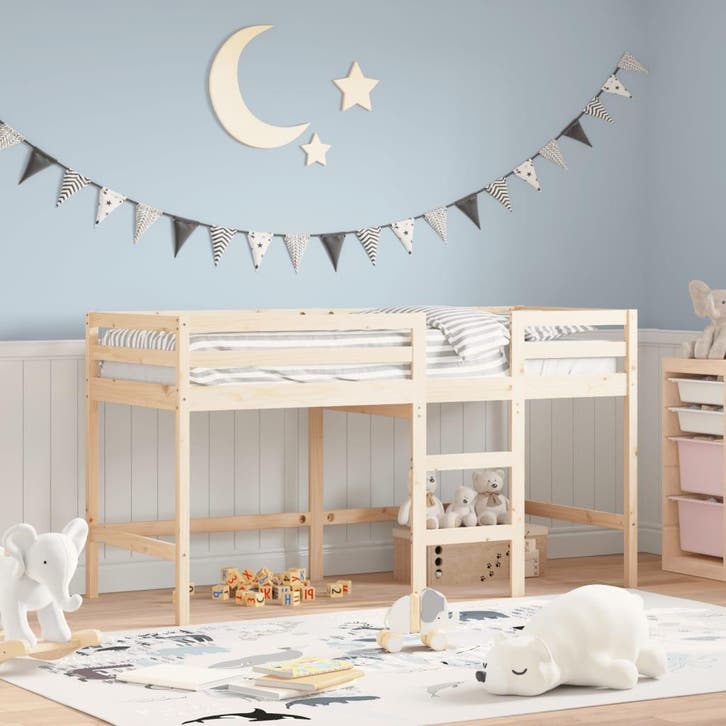 vidaXL Kinderhoogslaper met ladder 90x190 cm massief, Huis en Inrichting, Slaapkamer | Bedden, Nieuw, Verzenden
