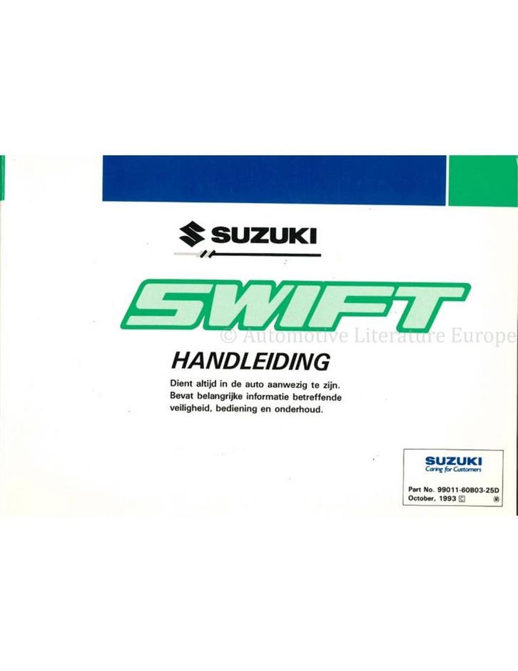 1993 SUZUKI SWIFT INSTRUCTIEBOEKJE NEDERLANDS, Auto diversen, Handleidingen en Instructieboekjes, Ophalen of Verzenden