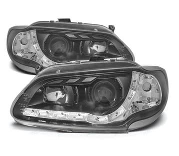 Phares Pour Renault Megane 96-99 Feux Diurnes Led Fond Noir, Verzenden