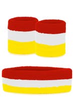 Kind Zweetbandjes Set Rood Wit Geel Kinder Hoofdband Polsban, Ophalen of Verzenden, Nieuw