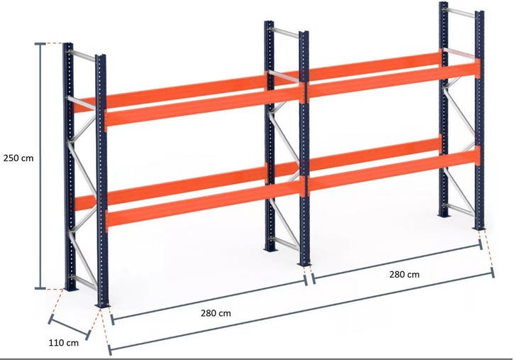 Mecalux palletstelling per meter liggers L280cm x H250cm, Articles professionnels, Aménagement de Bureau & Magasin | Entrepôt, Rayonnage & Stockage