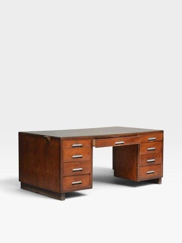 Bureau - Hout, Metaal, Glas - centrale schrijftafel
