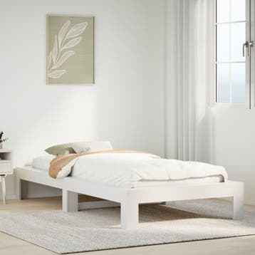 vidaXL Bedframe zonder matras massief grenenhout wit 140x200, Verzenden, Nieuw