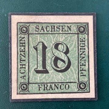 Saxe 1850 - Épreuve de 18 pfennigs pour timbre non émis. -