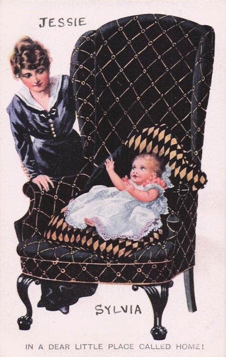 Nostalgische kaarten met vrouw/man met kind, ook fantasie -, Collections, Cartes postales | Étranger