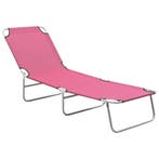 vidaXL Ligbed inklapbaar staal en stof roze, Tuin en Terras, Verzenden, Nieuw