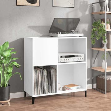 vidaXL Platenkast 84,5x38x89 cm bewerkt hout wit, Verzenden, Nieuw