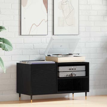 vidaXL Platenkast met plank Zwart Eiken 85 x 38 x 48 cm, Verzenden