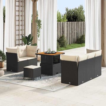 vidaXL Tuinbank Set 8 st Zwart poly rattan, Verzenden