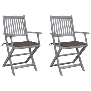 vidaXL Set van 2 klapstoelen met kussens, gemaakt van, Verzenden, Nieuw