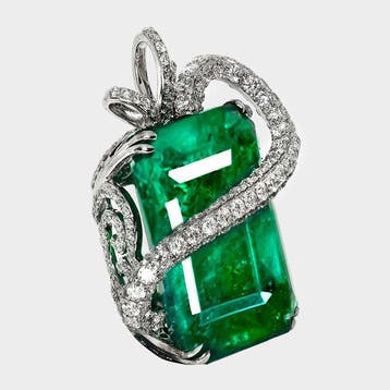 Sans prix de réserve - Pendentif - 18 carats Or blanc, IGI