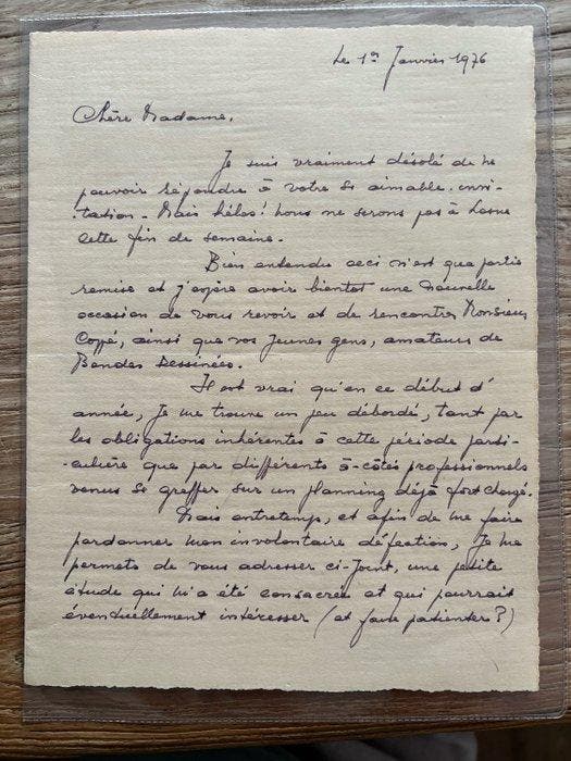 E. P. Jacobs - Blake et Mortimer - Lettre manuscrite signée, Boeken, Stripverhalen