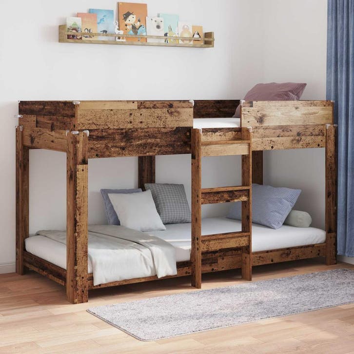 vidaXL Stapeld bed voor kids Oudhout 90 x 190 cm Bewerkt, Huis en Inrichting, Slaapkamer | Bedden, Nieuw, Verzenden