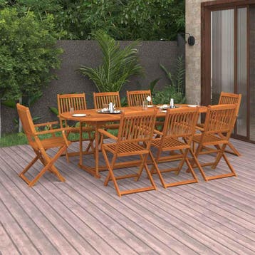 vidaXL 9-delige Tuinset 220x90x75 cm massief acaciahout, Verzenden, Tuinset
