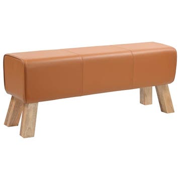 vidaXL Bank 110 x 30 x 45 cm Echt Leer Bruin, Huis en Inrichting, Verzenden, Nieuw