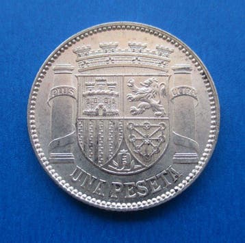 Spanje. 1 peseta, Republica Española, 1933*34 (Zonder