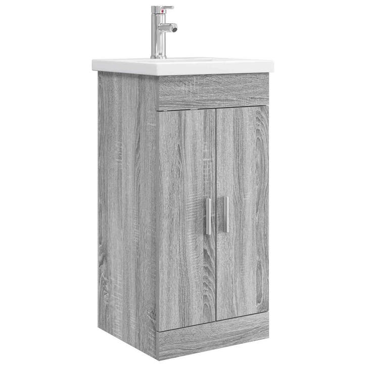 vidaXL Badkamer Vanity met Wastafel Grijs Sonoma 42 x 40 x, Maison & Meubles, Tables | Coiffeuses, Envoi