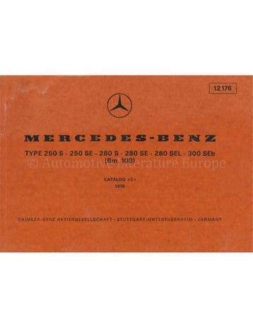 1970 MERCEDES BENZ S KLASSE ONDERDELENHANDBOEK