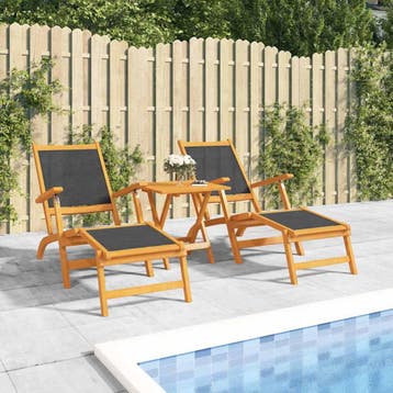 vidaXL Terrasstoelen 2 st massief acaciahout en textileen, Tuin en Terras, Verzenden, Nieuw