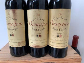 1982 Château Beauséjour - Saint-Estèphe - 3 Bouteilles (0,75, Verzamelen, Wijnen, Nieuw