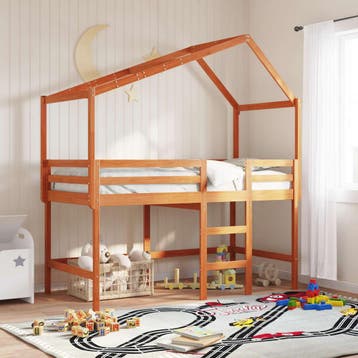 vidaXL Hoogslaper bedframe Wasbruin 90 x 190 cm Massief, Verzenden, Nieuw