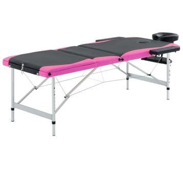 vidaXL Massagetafel inklapbaar 3 zones aluminium zwart en, Verzenden