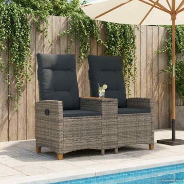 vidaXL Ligbank met Tafel 2 -Seater 126 x 65 x 112 cm poly, Tuin en Terras, Verzenden, Nieuw
